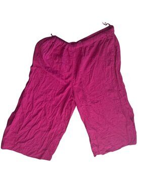 Womens Trina Turk Out Of The Office Wide Leg Pant Hot Pink Cotton Pkts L/XL